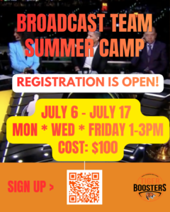 a flyer with a link to register for the broadcasting camp