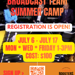 a flyer with a link to register for the broadcasting camp